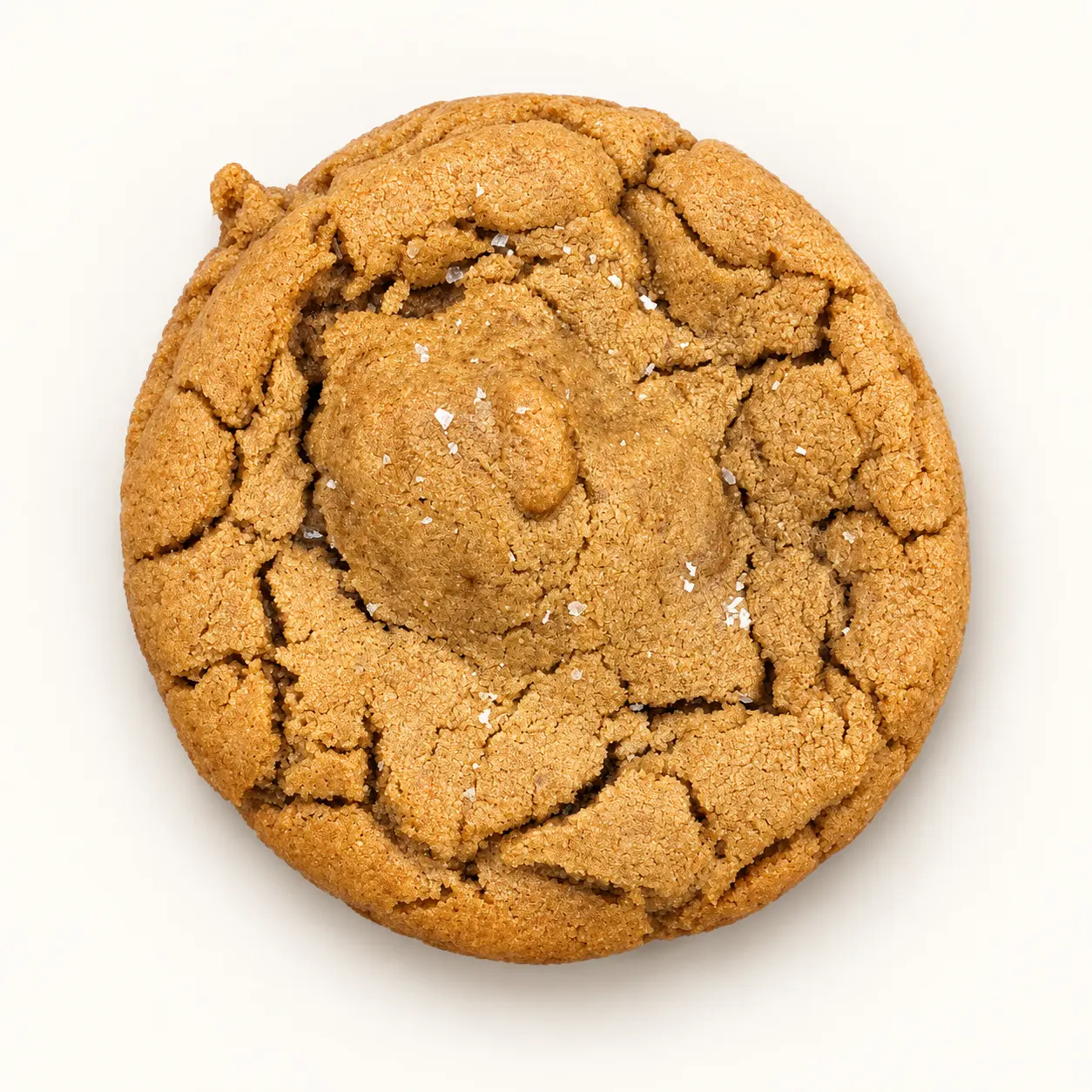 Golden gluten-free peanut butter cookie finished with flaky sea salt