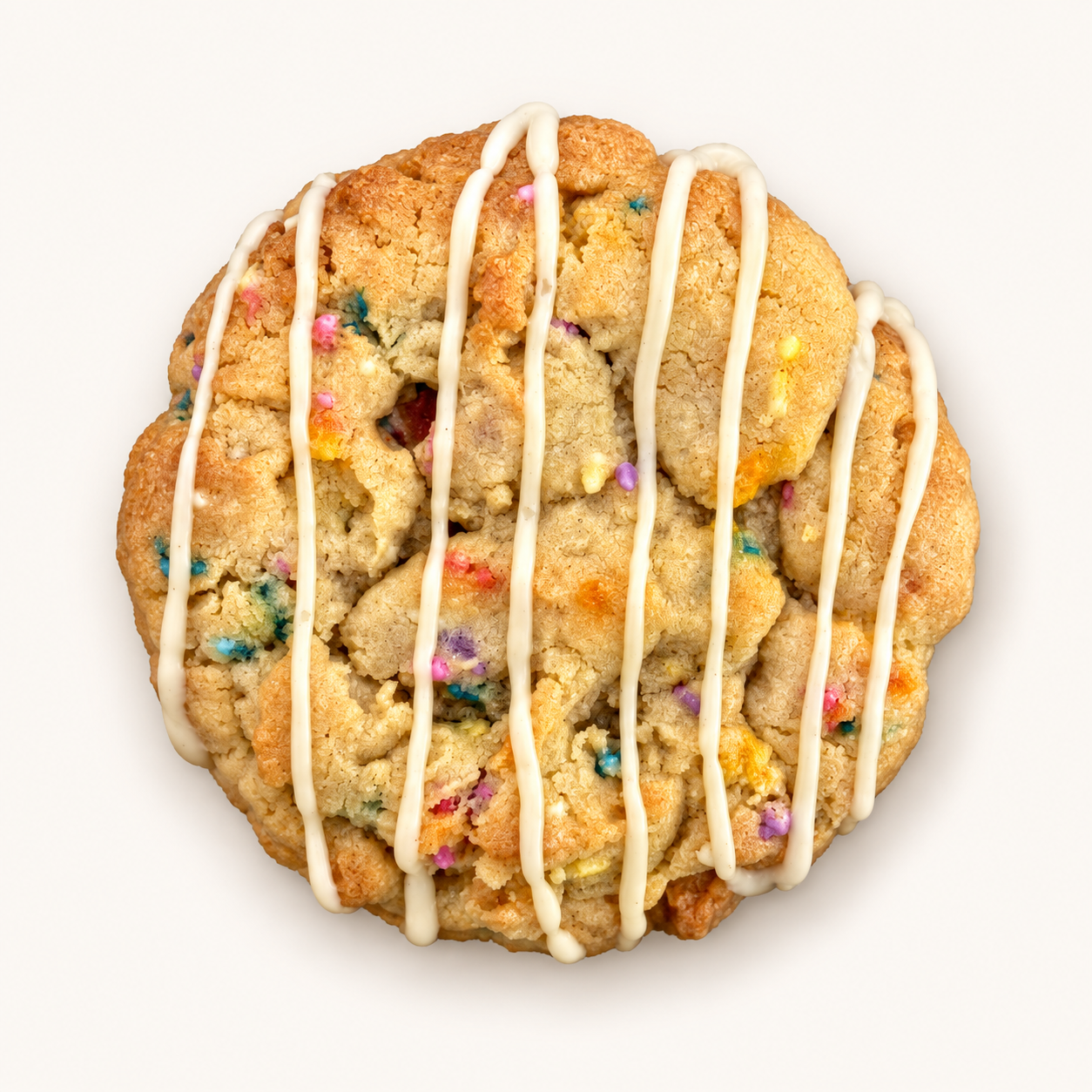 Confetti sugar cookie with colorful sprinkles and vanilla icing